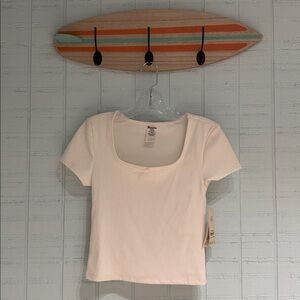 NWT No Boundaries Cream Ribbed Baby Tee
